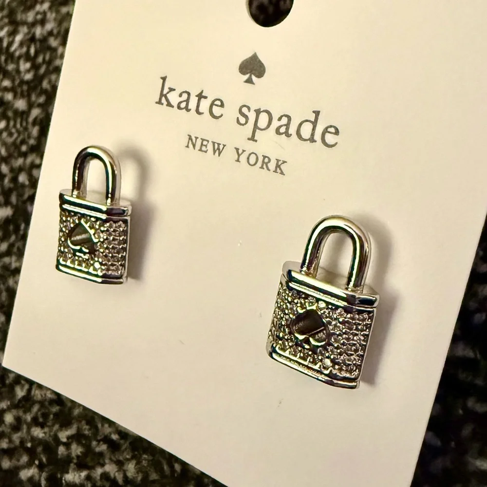 Authentic kate spade New York Silver Padlock Stud Earrings - NWT